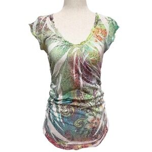 Y2K 2000s Multi-coloured Fairy Whimsy Top with Rhinestones